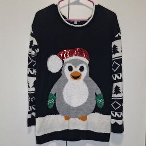 Allison Britney Santa Hat Penguin Sweater